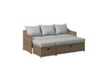 Ambia Garden Gartenset, Grau, Beigebraun, Textil, 3-teilig, Füllung: Polyester, Hocker umfunktionierbar zu Tisch, geeignet für Balkon, Gartenmöbel, Gartenmöbel-Sets