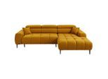 Welnova Ecksofa, Currygelb, Metall, Uni, 5-Sitzer, Ottomane rechts, L-Form, 270x177 cm, Made in EU, Typenauswahl, Stoffauswahl, seitenverkehrt erhältlich, Hocker Rücken echt, Wohnzimmer, Sofas & Couches, Wohnlandschaften, Ecksofas