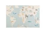 Lindorug Kinderteppich Living Zoonia, Creme, Mehrfarbig, Pastellblau, Textil, Weltkarte, rechteckig, 120x180 cm, Oeko-Tex® Standard 100, für Fußbodenheizung geeignet, rutschfest, in verschiedenen Größen erhältlich, wasserabweisend, schmutzabweisend, Hausstauballergiker feuchtraumgeeignet, stuhlrollengeeignet, waschbar, pflegeleicht, strapazierfähig, reißfest, rutschfeste Unterfläche, vegan, Teppic