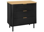 Xora Kommode, Schwarz, Eiche, Metall, Holzwerkstoff, 3 Schublade(n) Schubladen, 73x75x40 cm, Beimöbel erhältlich, stehend, Wohnzimmer, Kommoden & Sideboards, Kommoden