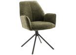 Carryhome Armlehnstuhl, Olivgrün, Metall, Textil, konisch, rund, 59x88x63 cm, Sitzfläche 180° drehbar, automatische Rückholfunktion, Esszimmer, Stühle, Esszimmerstühle, Armlehnenstühle