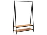 Garderobenständer, Schwarz, Kiefer, Holz, Metall, Kiefer, massiv, 120x180x43 cm, Schuhablage, gastro- und objekttauglich, Holzmöbel, Garderoben Holz