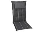 Sesselauflage, Anthrazit, Grau, Textil, Streifen, Füllung: Schaumstoff, Vlies, 50x7x120 cm, mittels Bändern zu befestigen, Gurtband befestigen, Outdoor-Kissen, Gartenstuhlauflagen, Hochlehner-Auflagen