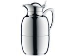 Alfi Isolierkanne Juwel, Silber, Metall, 1,0 L, doppelwandig, lebensmittelecht, Glaskolben, hält warm, kalt, schadstofffrei, Einhandbedienung, Kaffee & Tee, Kannen, Thermoskannen