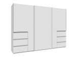 Carryhome Schwebetürenschrank, Weiß, Holzwerkstoff, 3 Fächer, 6 Schublade(n) Schubladen, 270x200x61 cm, Typenauswahl, in verschiedenen Größen erhältlich, Holzdekoren erhältlich, Schlafzimmer, Kleiderschränke, Schwebetürenschränke