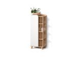 Livinity® Midischrank, Sonoma Eiche, Weiß, Holzwerkstoff, 8 Fächer, Rechteckig, 50x128x35 cm, Badezimmer, Badezimmerschränke, Midischränke