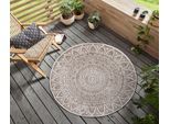 Teppich "Lilja Wendeteppich", weiß (linen weiß), H:5mm Ø:200cm, Polypropylen (PP), FREUNDIN HOME COLLECTION, Teppiche, Teppich, In-& Outdoor, beidseitig, Wetterfest, Balkon, Garten, Wohnzimmer