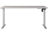 Schreibtisch GERMANIA "Boras", silber (kaschmir, silber, silber, kaschmir), B:160cm H:120cm T:80cm, Tische, Schreibtisch, Breite 120/140/160/180 cm, Metallgestell, elektrisch höhenverstellbar