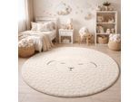 Teppich THE CARPET "Elisa Kids", beige (creme), H:12mm Ø:120cm, Polypropylen, Teppiche, Teppich, Kids Kinderzimmer Teppich strapazierfähig und pflegleicht