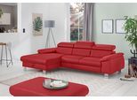 Ecksofa COTTA "Komaris L-Form, B: 244 cm", rot, B:244cm H:72cm T:166cm, Microfaser PRIMABELLE (100% Polyester);Kunstleder SOFTLUX(100%Polyurethan);Feinstruktur (100% Polyester);Kunstleder SOFTLUX/Struktur (100%Polyurethan, 90%Polyester, 10% Polyacryl), Sofas, Ecksofa, mit Kopfteilverstellung, optional Schlaffunktion, Bettkasten & Licht