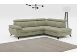 Ecksofa COTTA "Hudson", grün, B:256cm T:207cm, Sofas, Ecksofa, mit Kopfteilverstellung, optional Schlaffunktion & Bettkasten