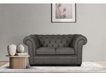2-Sitzer HOME AFFAIRE "CHARENTE, Chesterfield-Sofa, Wellenfederung, Maße: B/T/H: 147/89/74 cm", grau (dunkelgrau), B:147cm H:74cm T:89cm, 100% Polyester, Sofas, 2-Sitzer, mit edler Knopfheftung und typischen Armlehnen