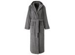 Unisex-Bademantel BRUNO BANANI "Robby, ideal für Sauna & Spa, Standard, Premium und Überlänge" Gr. L, schwarz-weiß (grau), L:134cm, Walkfrottee, Hausmäntel, Unisex-Bademantel, Damen & Herren Bademäntel, Baumwolle, mit Taschen, Sauna, XS-3XL, Topseller