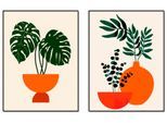 Wandbild OTTO HOME "Topfpflanze & Vase", farbe bild(er): orange, B:21cm H:29,7cm T:0cm, Papier, Bilder, Wandbild, als Poster oder Leinwandbilder Set