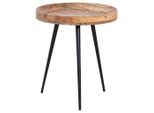 Mid.you , Naturfarben, Schwarz , Holz, Metall , Mangoholz , massiv , rund , 50x45x45 cm ,