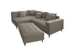Mid.you , Grau , Textil , Birke , Füllung: Schaumstoffflocken,Schaumstoffflocken , Ottomane links, L-Form , 247x174 cm , Made in EU , Rücken echt, Armteil rechts ,