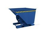 Eichinger-Industrie Kippbehälter, hohe Bauhöhe, 500 l, bis 1500 kg, Abrollkufen, quer zur/in Fahrtrichtung kippbar, Stahl, enzianblau RAL 5010