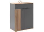 Möbelix , Anthrazit, Eichefarben , Holzwerkstoff , 3 Fächer , 1 Schublade(n) Schubladen , 70x92x38 cm ,