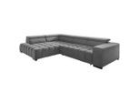 Mid.you , Grau , Textil , Buche , vollmassiv , Ottomane links, L-Form , 307x201 cm , Made in EU , Schlafen auf Sitzhöhe, Rücken echt ,