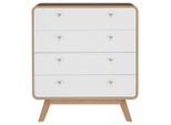 Mid.you , Weiß, Eichefarben , Holzwerkstoff , 4 Schublade(n) Schubladen , 80x88x39 cm , stehend ,