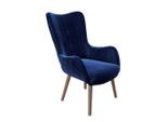 Playboy , Blau , Textil , Birke , vollmassiv , Vintage , 68x99x77 cm ,