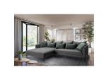 Mid.you , Dunkelgrau , Textil , Füllung: Schaumstoffflocken,Schaumstoffflocken,Schaumstoffflocken , Ottomane links, L-Form , 321x187 cm , Made in EU , Rücken echt ,