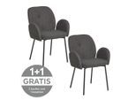 Mid.you , Grau, Schwarz , Holz, Metall, Textil , Pappel , Sperrholz , 62x85x64 cm , Bsci , inklusive Armlehnen ,