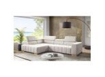 Mid.you , Creme , Textil , Buche , vollmassiv , Ottomane links, L-Form , 307x201 cm , Made in EU , Schlafen auf Sitzhöhe, Rücken echt ,