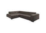 Mid.you , Braun , Textil , Buche , vollmassiv , Ottomane links, L-Form , 307x201 cm , Made in EU , Schlafen auf Sitzhöhe, Rücken echt ,