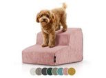 Rohrschneider ® Haustiertreppe mit rutschfester Unterseite und abnehmbarem Cordbezug rosa