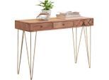 Ambia Home Konsolentisch , Akaziefarben , Holz, Holzwerkstoff , Akazie , massiv , 2 Schublade(n) Schubladen , Haarnadel , 42x78x115 cm , Wohnzimmer, Wohnzimmertische, Konsolentische