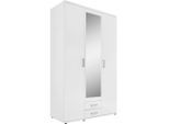 Carryhome Kleiderschrank , Weiss , Glas, Holzwerkstoff , 4 Fächer , 2 Schublade(n) Schubladen , 120x196x53.5 cm , Blauer Engel, BQ - Bündnis für Qualität, Made in Germany , Schlafzimmer, Kleiderschränke, Drehtürenschrank
