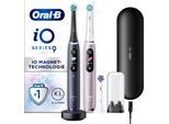 Elektrische Zahnbürste ORAL-B "iO 9 Duopack", schwarz (schwarz onyx, rose quartz), ElektrozahnbürstenB:2,5cm H:24cm T:2,5cm, Kunststoff, Elektrische Zahnbürste, mit Magnet-Technologie, 7 Putzmodi, Farbdisplay & Lade-Reiseetui, B:2,5cm H:24cm T:2,5cm