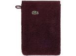 Waschhandschuh LACOSTE "LLECROCO", braun (bordeaux), B:15cm L:21cm, Frottier, Waschlappen, Waschhandschuh, mit Label-Applikationen