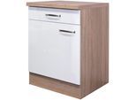 Unterschrank FLEX-WELL "Florenz", weiß (hochglanz weiß, sonoma eiche), B:60cm H:86cm T:57cm, Holzwerkstoff, Schränke, Unterschrank, (B x H x T) 60 x 86 x 60 cm