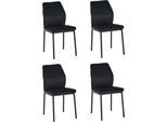 Esszimmerstuhl OTTO HOME "Nora, 4er-Set", schwarz (schwarz, schwarz, schwarz), B:44,5cm H:86cm T:56,5cm, Metall, Polyester, Polyurethan, Stühle, Esszimmerstuhl, moderne Samtstühle mit Kontrastnähten und schwarzem Metallgestell