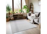 Teppich AYYILDIZ TEPPICHE "SKY 5400, auch als Läufer und in Rund erhältlich", silber (silberfarben), B:120cm H:7mm L:170cm, Polyester, Teppiche, Teppich, besonders weich, Softflor, waschbar, rutschfest, uni, Wohnzimmer