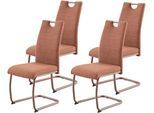 Freischwinger HELA "FLORENZ", braun (copper, copper, copper), B:43cm H:97,5cm T:61cm, Metall, Polyester, Stoff, Stühle, Freischwinger, Rundrohrgestell Matching Colour, gepolstert, mit Griff