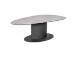 Dieter Knoll Couchtisch, Schwarz, Beige, Metall, Glas, Keramik, bootsförmig, Bodenplatte, Säule, 70x42x130 cm, einfacher Aufbau, Wohnzimmer, Wohnzimmertische, Couchtische, Couchtische Glas