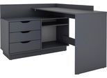 Eckschreibtisch OTTO HOME "Bexley", grau (anthrazit, anthrazit, anthrazit), B:129cm H:83,5cm T:105cm, Tische, Eckschreibtisch, mit viel Stauraum, Breite 129 cm, rechts oder links montierbar