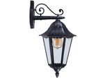 EGLO Wandleuchte "Navedo Außen-Wandlampe, Wandlampe aus Aluguss und Glas, E27, IP44", schwarz, 1, H: 47,5cm, 1 Stk., Leuchten, Wand-/Deckenleuchte - L20 x H47,5 x AL28,5 cm - schwarz, silber-patina, Wandleuchte