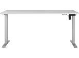 Schreibtisch GERMANIA "Boras", lichtgrau, silber, silber, lichtgrau, B:180cm H:120cm T:80cm, Tische, Schreibtisch, Breite 120/140/160/180 cm, Metallgestell, elektrisch höhenverstellbar