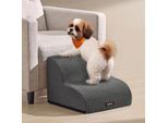 FEANDREA Hundetreppe, 2/3/4/5 Stufen, Sanfte Neigung, Schaumstoff Treppenhilfe für Hunde/Katzen dunkelgrau M