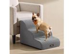FEANDREA Hundetreppe, 2/3 Stufen, Schaumstoff, Rutschfest, Waschbar hellgrau L