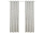 Gardine OTTO HOME "Quinnton", grau (grau, silberfarben), B:140cm H:245cm, Polyester, Polyester, Gardinen, Gardine, Metallic-Akzente, Gardine, mittelleichter Stoff, halbtransparent