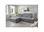 Mid.you , Dunkelgrau , Textil , Uni , Füllung: Schaumstoff , Ottomane links, L-Form , 300x196 cm , Made in EU , Liegefunktion, seitenverkehrt erhältlich, Schlafen auf Sitzhöhe, Rücken echt, Armteil links, Armteil rechts ,