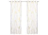 Gardine OTTO HOME "Quinnton", gold (weiß, goldfarben), B:140cm H:245cm, Polyester, Polyester, Gardinen, Gardine, Metallic-Akzente, Gardine, mittelleichter Stoff, halbtransparent