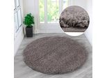Hochflor-Teppich OTTO HOME "Viva Shaggy, in Standard- und Premium-Qualität, 30 mm oder 45 mm Höhe" Gr. 9, grau (stone), H:30mm Ø:140cm, Kunstfaser, Teppiche, Hochflor-Teppich, Uni Farben, einfarbig, weich, kuschelig, Läufer, Kundenliebling