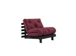 Daybett KARUP DESIGN "Roots Sofa Bed, Schlafsofa, Bettfunktion, FSC-Massivholz, B: 90 cm", rot (bordeaux), B:90cm H:85cm, Bezug: 80% Baumwolle, 20% Polyester, Daybetten, Daybett, Inkl. Futonmatratze. Made in Europe, minimalistisches Design