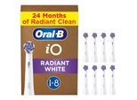 Aufsteckbürsten ORAL-B "Oral-B iO Strahlendes Weiss", weiß, Zahnbürstenköpfe, 8 Stk., Aufsteckbürsten, fortschrittliche Plaque-Entfernung, Poliereinsätze zur Zahnaufhellung